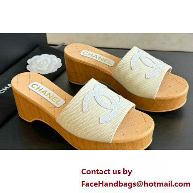 Chanel Fabric & Patent Calfskin Mules G45555 White 2024 - Click Image to Close